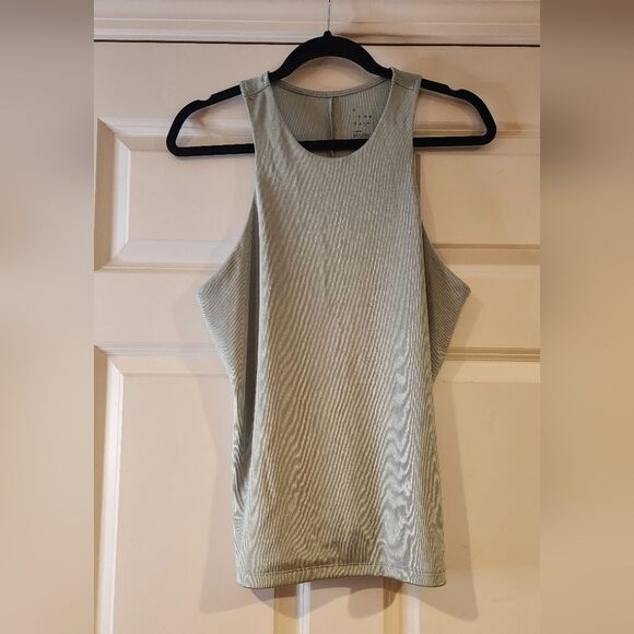A New Day stretchy green ribbed high neck tank with slight shine L - Picture 1 of 4